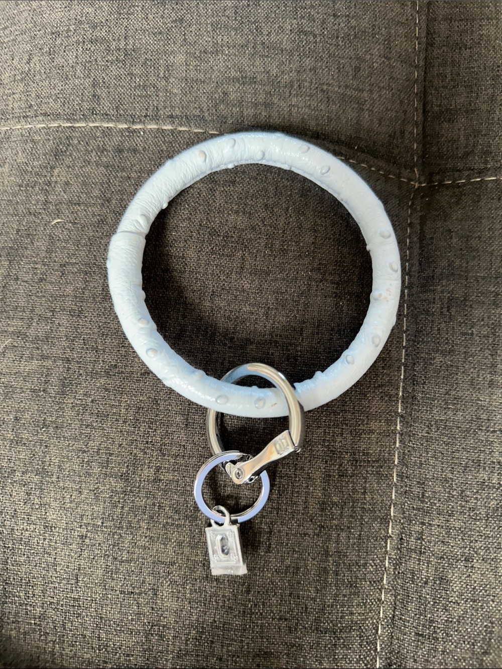 Light Blue O-Ring Keychain Bracelet with Charm